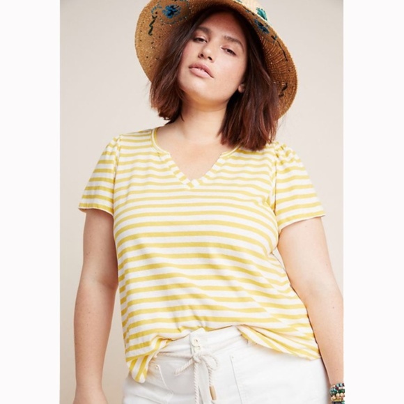 Anthropologie Yellow/White Striped Top NWT - Picture 1 of 8